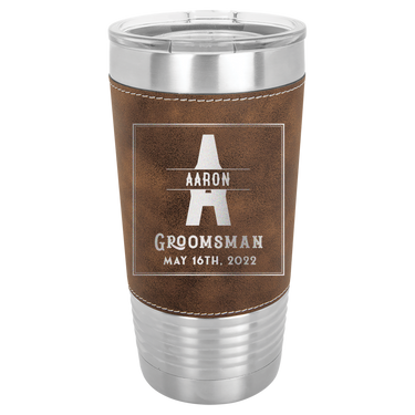Personalized 20oz Leatherette Groomsmen Tumbler Gift